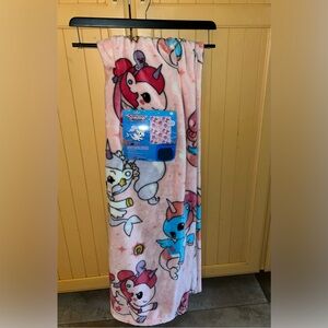 Tokidoki Pastel Pink Unicorn Mermicorn Starfan Blanket NEW NWT